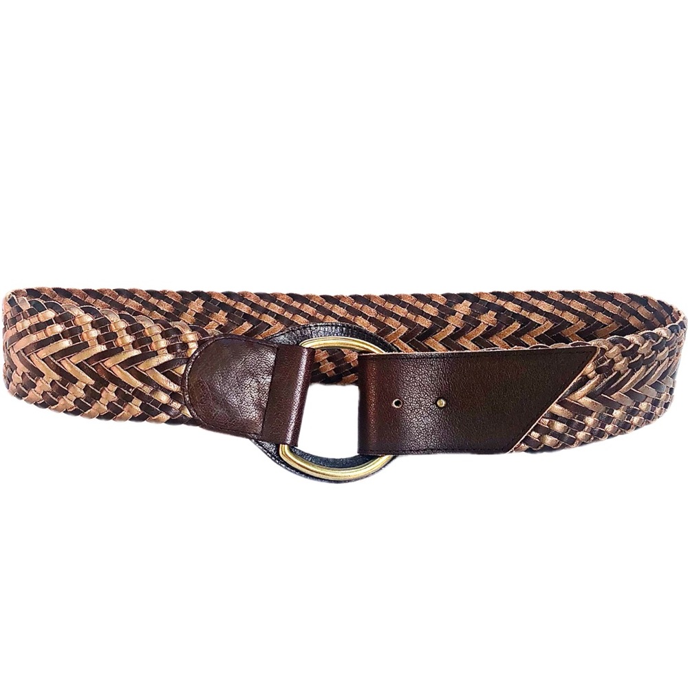 Lines Pella Womens Handmade 2.5” Woven Brown Leather Belt